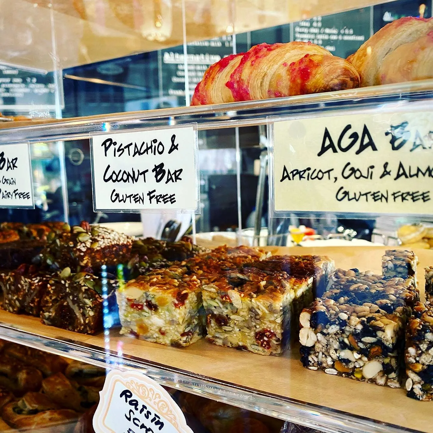 The cabinet at Feed with house made gluten free bars